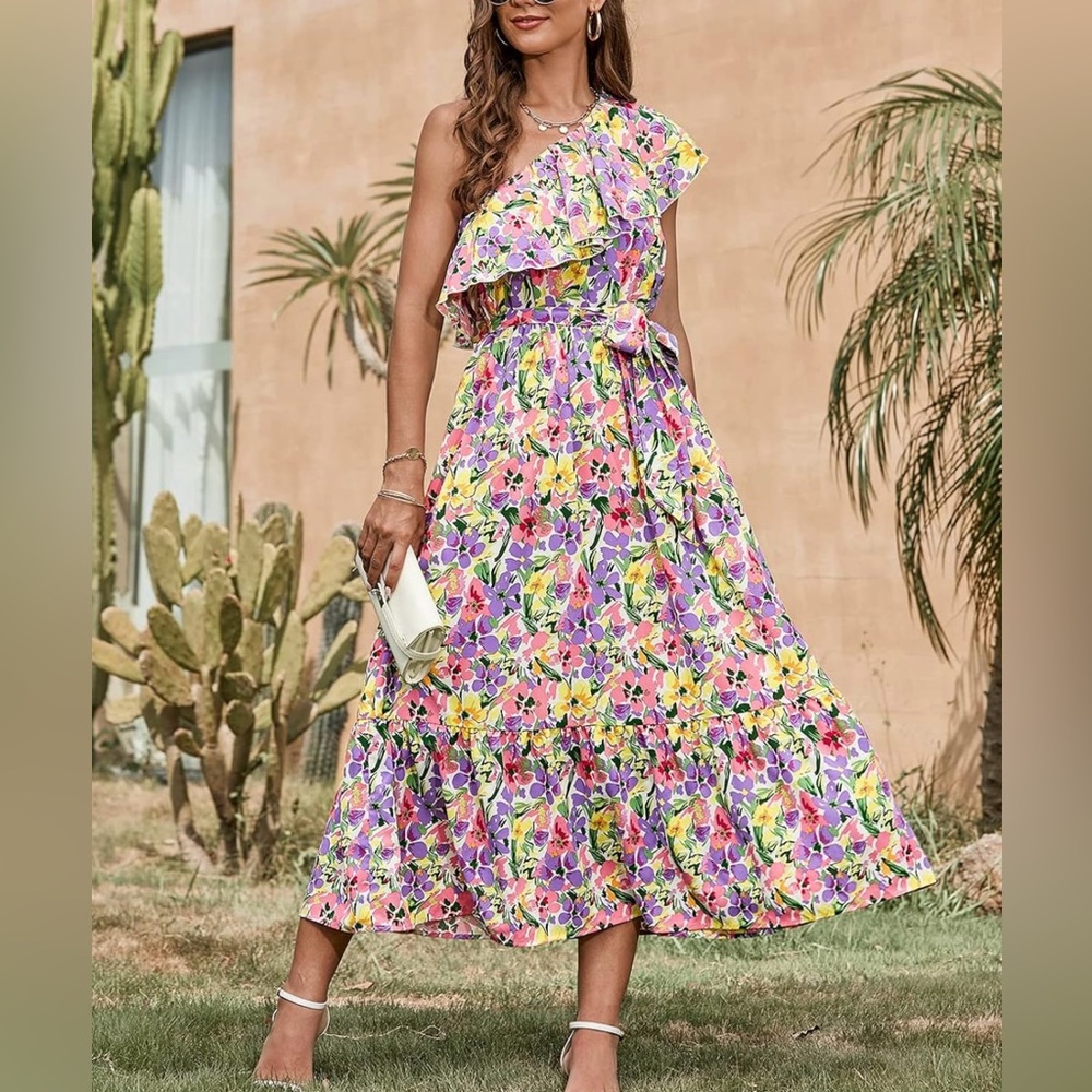 BTFBM multi color one shoulder dress
